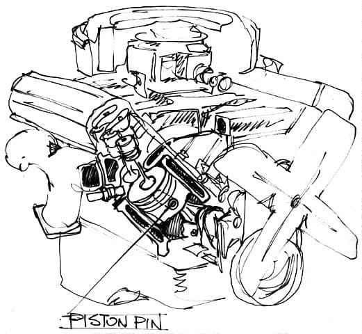 Automotive Engine Piston Pin Sketch