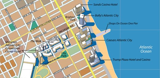 Atlantic City, New Jersey, Map Illustration